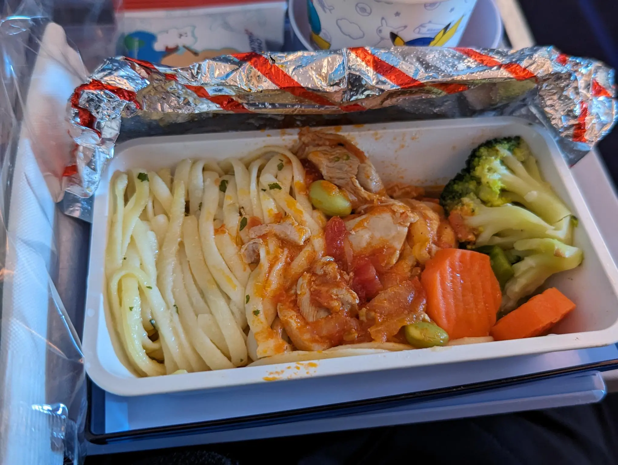這次的飛機餐我不太喜歡,不愛吃紅醬